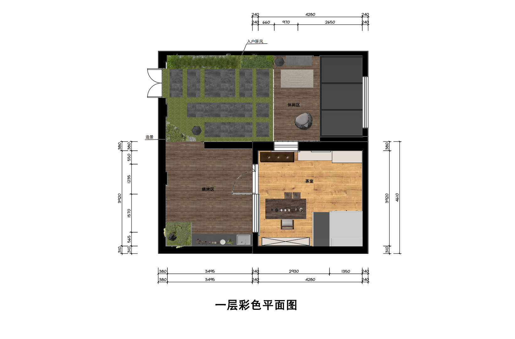 一層粉彩色平面圖